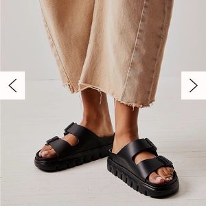 Birkenstock Papillo Exquisite Arizona Chunky Black Leather Platform 36 (5-5.5)